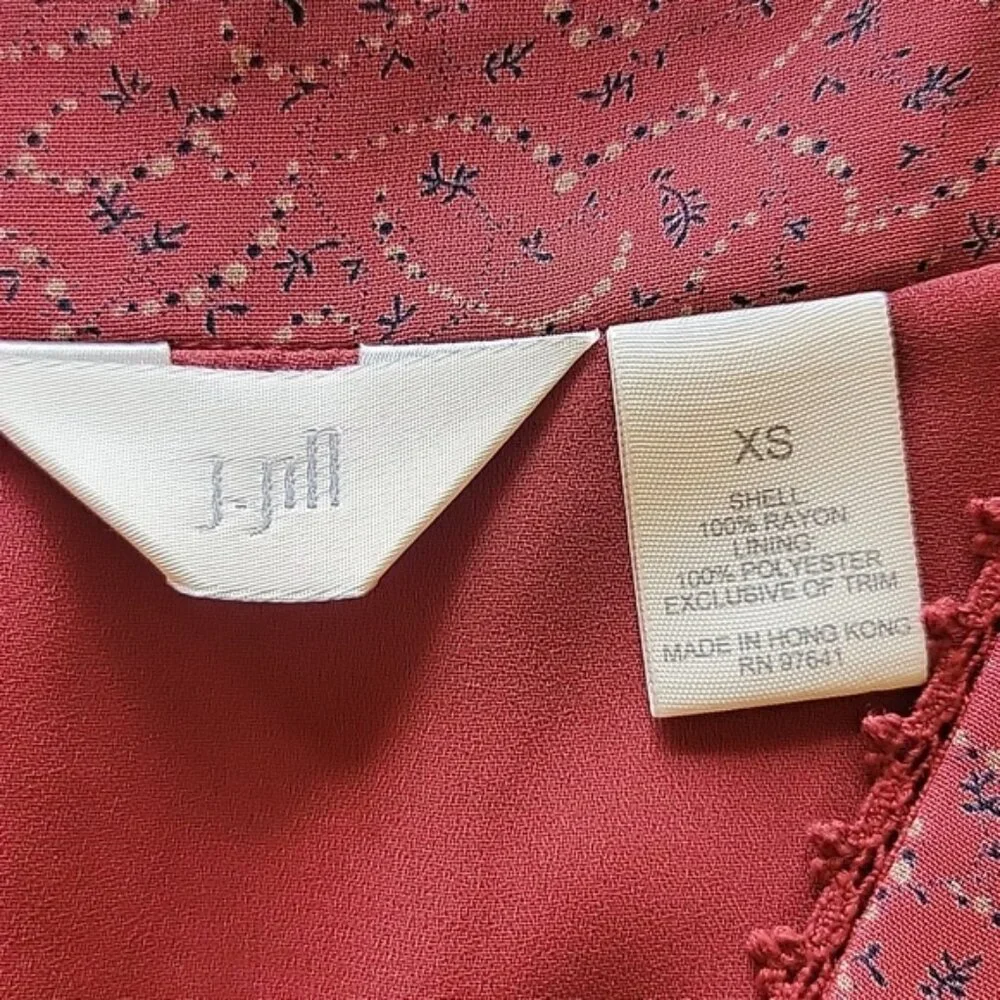 J.JILL Floral Print‎ V-Neck Cottage Western Party Special Event Wedding Dress XS